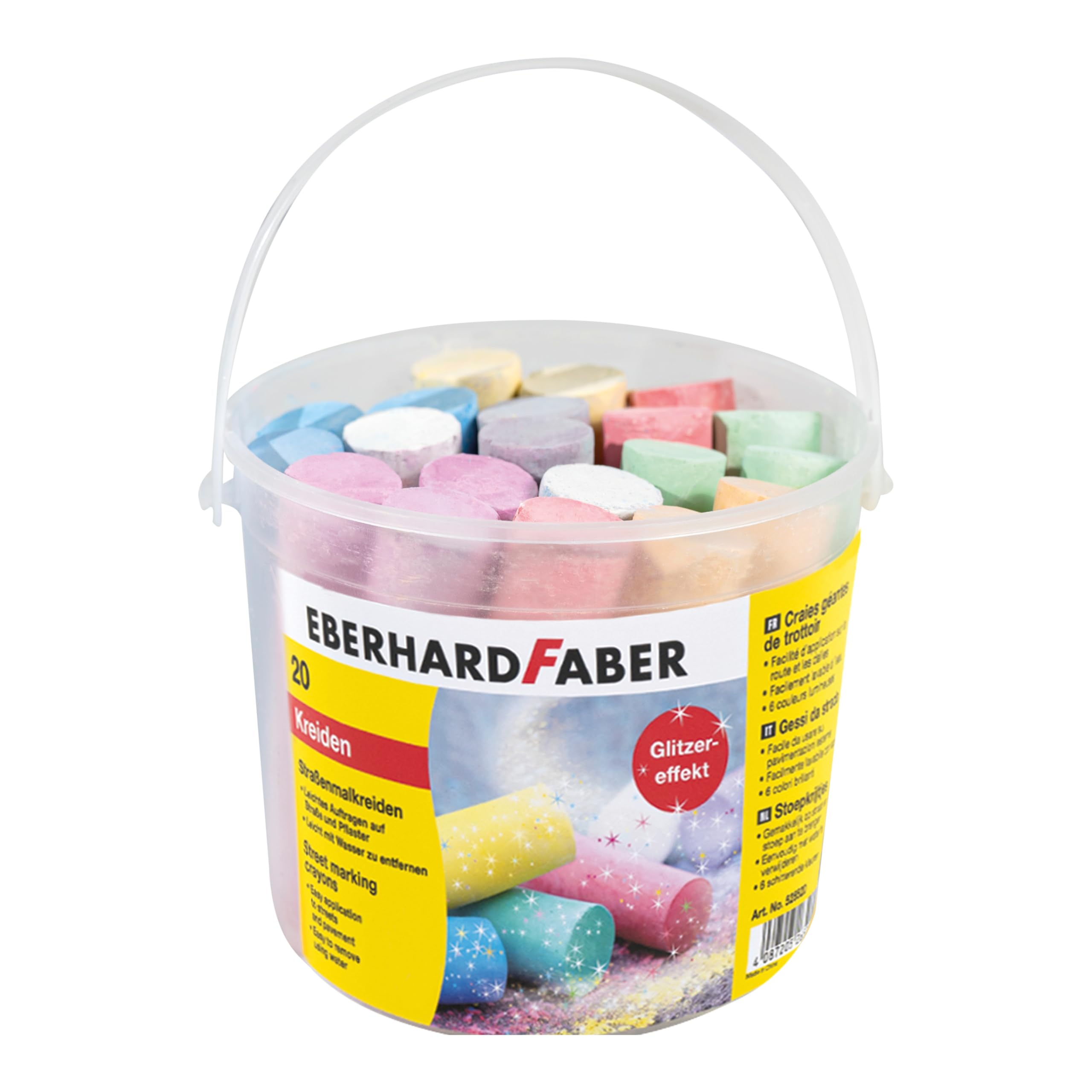 Eberhard Premium Street Chalk Set in Bucket - 48 Vibrant Colors for Sidewalk Art, Outdoor Play & Creative Learning