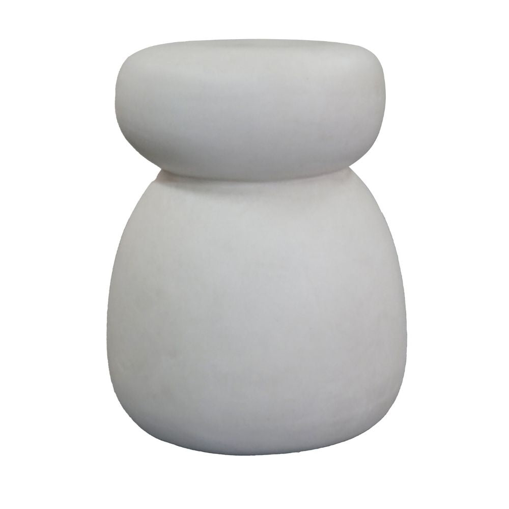ROCCO 38cm White Concrete Side Table Stool - Indoor & Outdoor Use for Patio, Garden, Living Room, and Balcony
