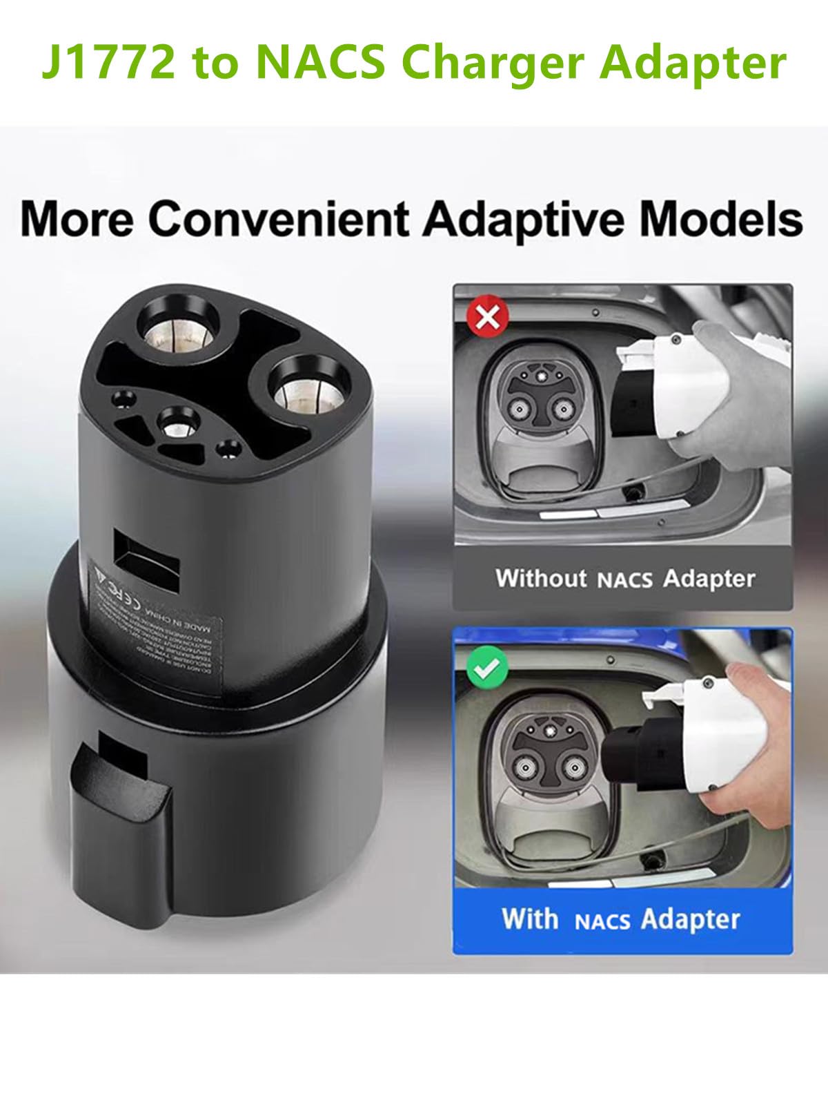J1772 to Tesla Charging Adapter 80A 250V - Fast EV Charger Converter for Tesla Model 3/Y/X/S - Compatible with SAE J1772 Stations - Perfect for Home & Public Charging | Tesla Accessories for Road Trips & Daily Commute