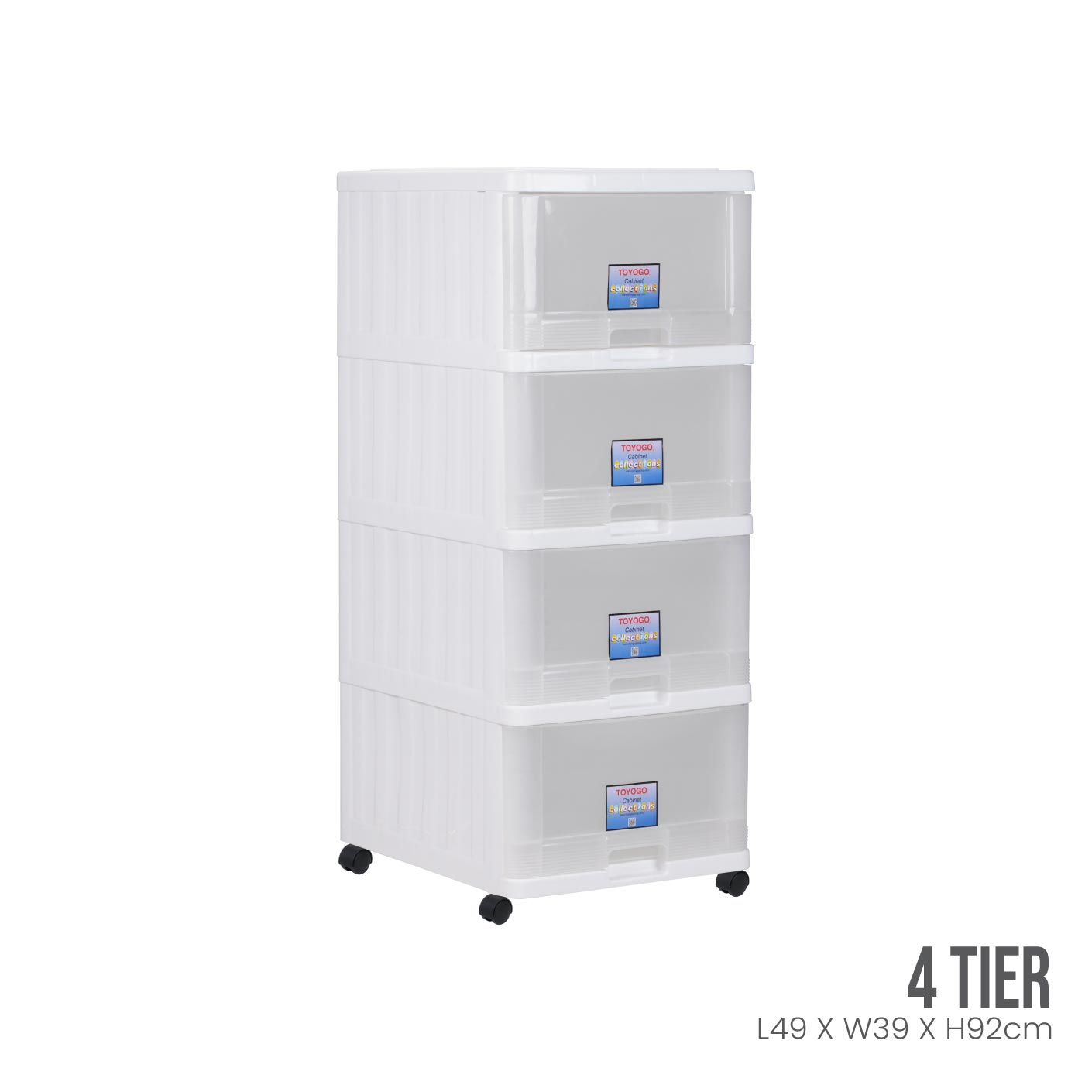 4-Tier Rolling Storage Cart with Wheels - Heavy Duty Metal Utility Organizer for Kitchen, Bathroom, Office, or Garage Organization