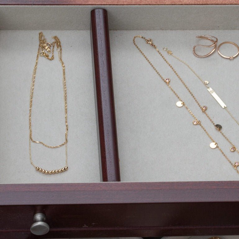 14K Solid Yellow Gold Sliding Bead Necklace - Adjustable Chain for Layering, Gift Giving & Everyday Elegance