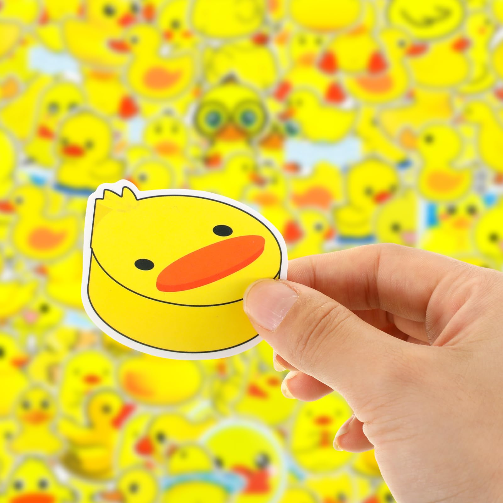 Sabary 200 Pcs Bulk Waterproof Duck Stickers - Cute Yellow Vinyl Decals for Water Bottles, Laptops, Luggage, Phones, Skateboards & Refrigerators | Perfect for Teens, DIY Crafts & Home Decor