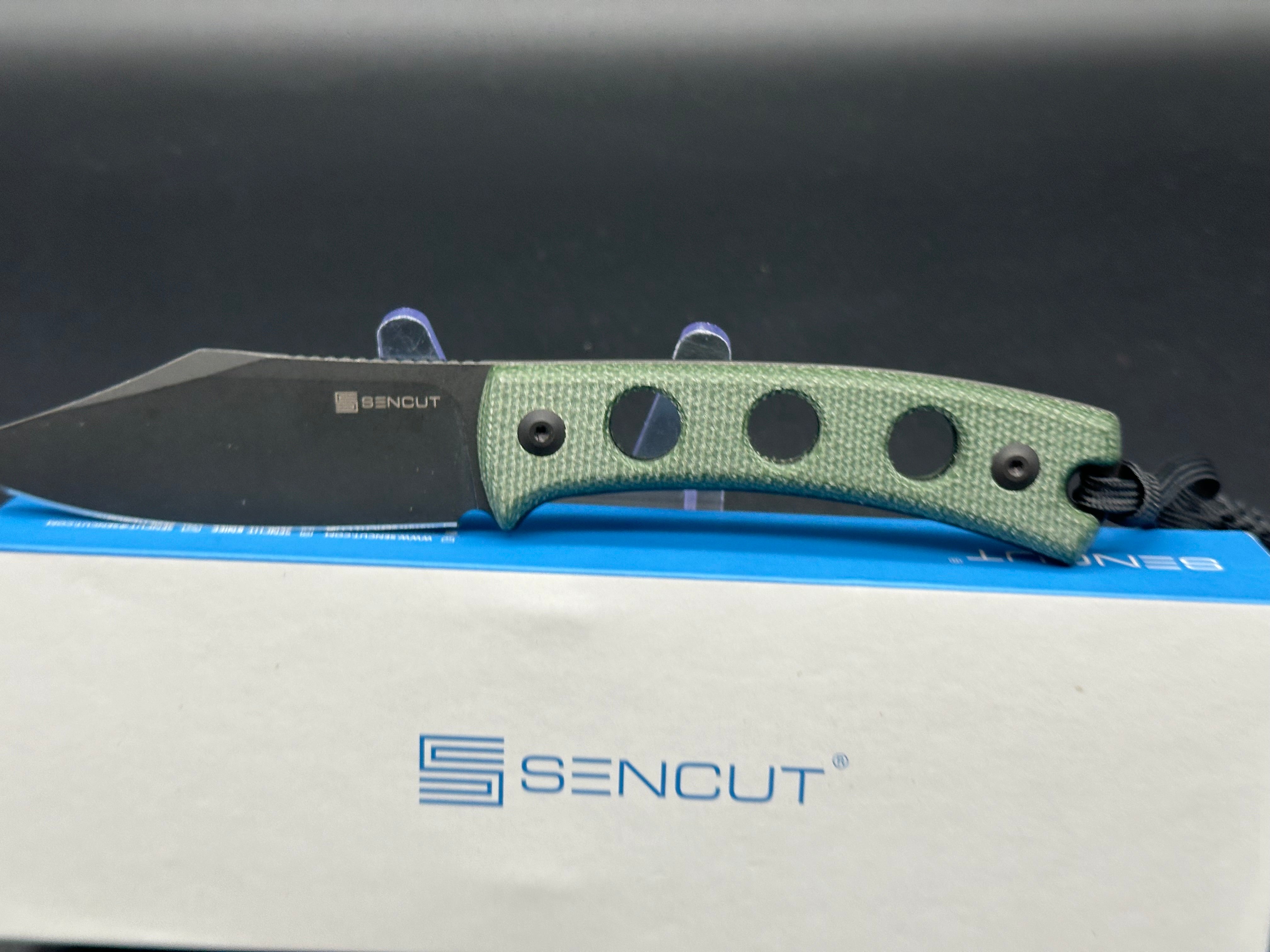 SENCUT Waxahachie Fixed Blade Knife - Premium Dark Green Micarta Handle - Outdoor Camping, Hunting, Survival EDC Knife