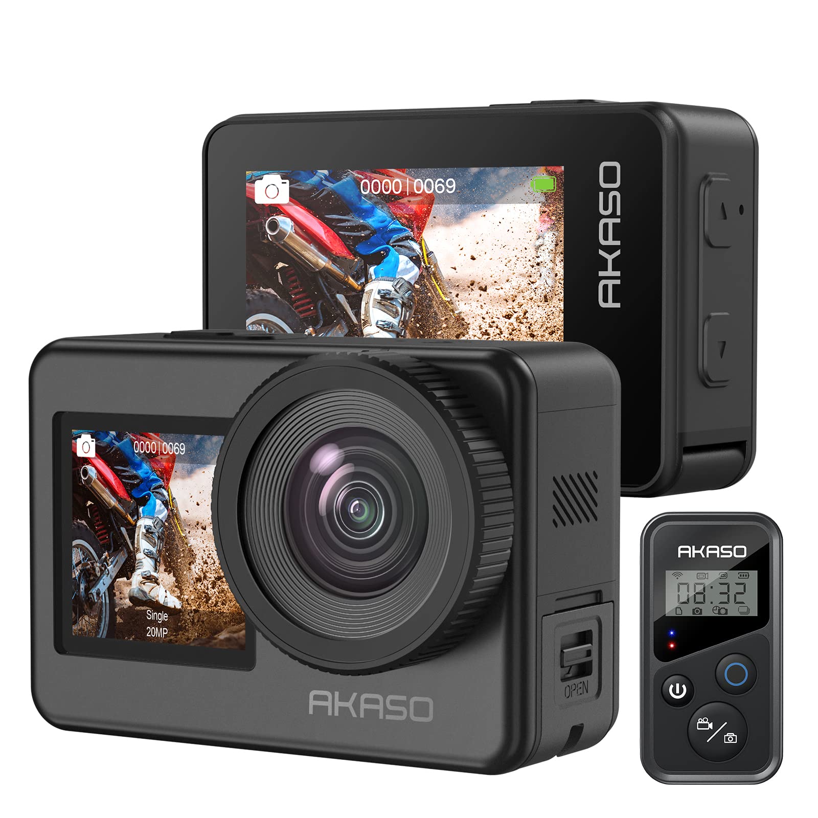 AKASO Brave 7 4K30FPS Waterproof Action Camera - 20MP WiFi Sports Camera with Touch Screen, IPX8 33FT Underwater, EIS 2.0 Stabilization, Zoom, External Mic & Voice Control, Includes 2X 1350mAh Batteries - Perfect for Vlogging, Diving, Surfing & Outdoor Adventures
