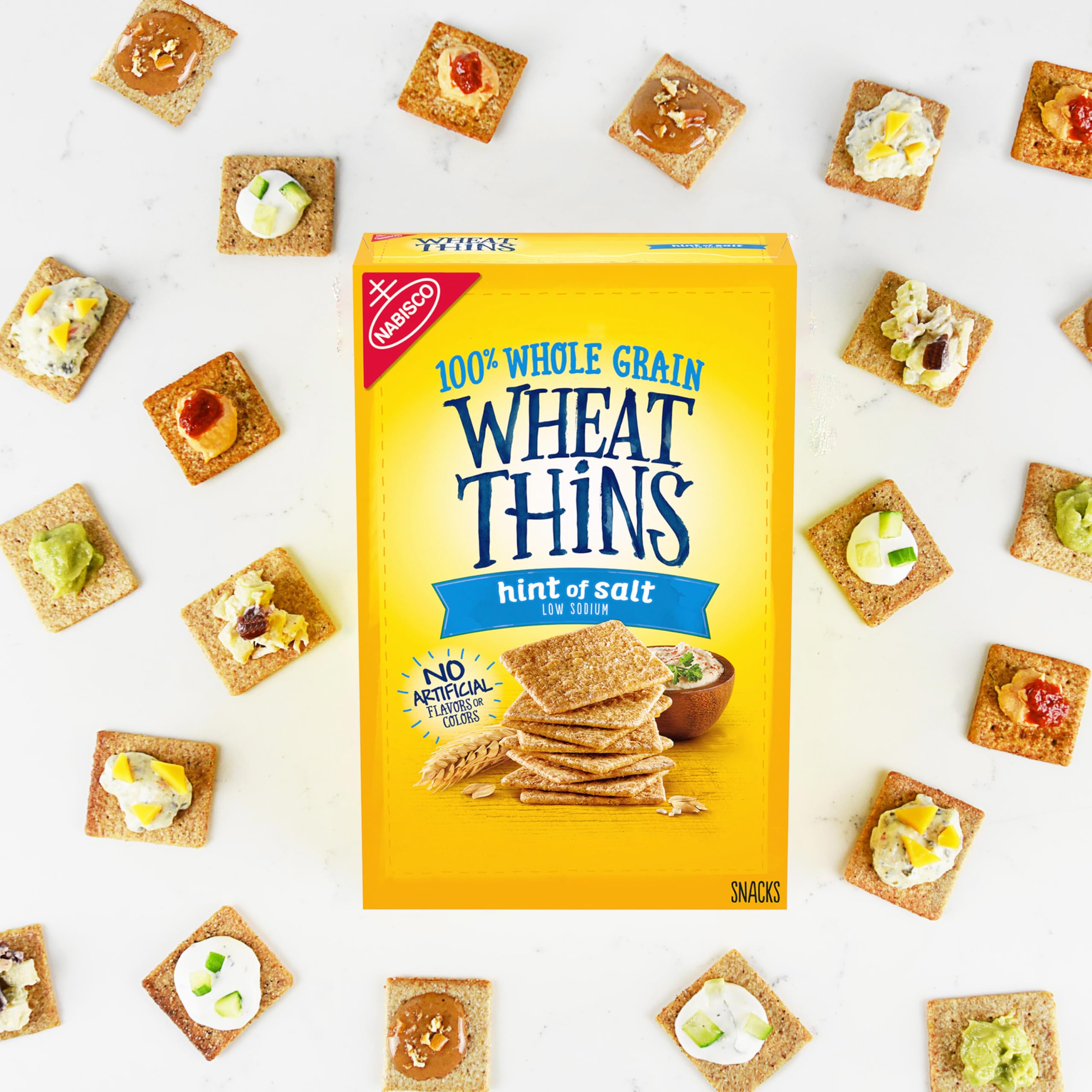 Wheat Thins Hint of Salt Low Sodium Whole Grain Wheat Crackers - Healthy Bulk Snacks (6 Pack, 8.5 oz Boxes) | Perfect for Office, School Lunches & On-the-Go Snacking