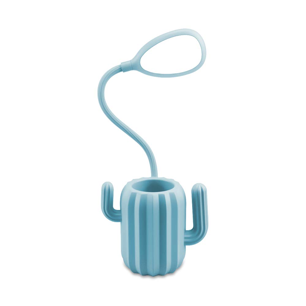 MKDMiD LED Cactus Desk Lamp - Dimmable Eye Protection Light with Pen Holder for Office, Study & Reading (Blue) | Perfect for Workspace, Bedroom & Gift Giving