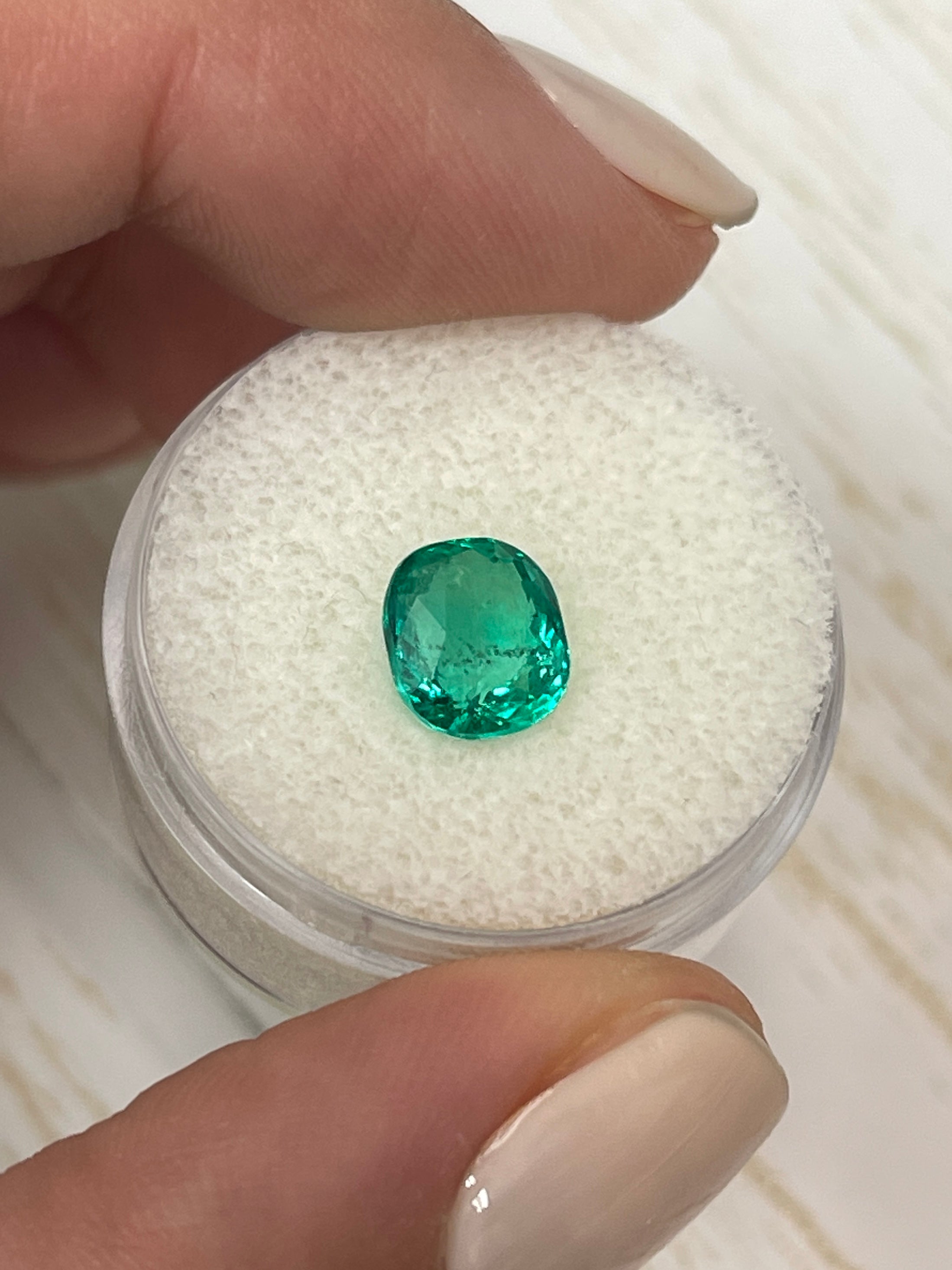 2.0 Carat Bluish Green Natural Loose Colombian Emerald - Elongated Cushion Cut Gemstone for Jewelry Making & Engagement Rings