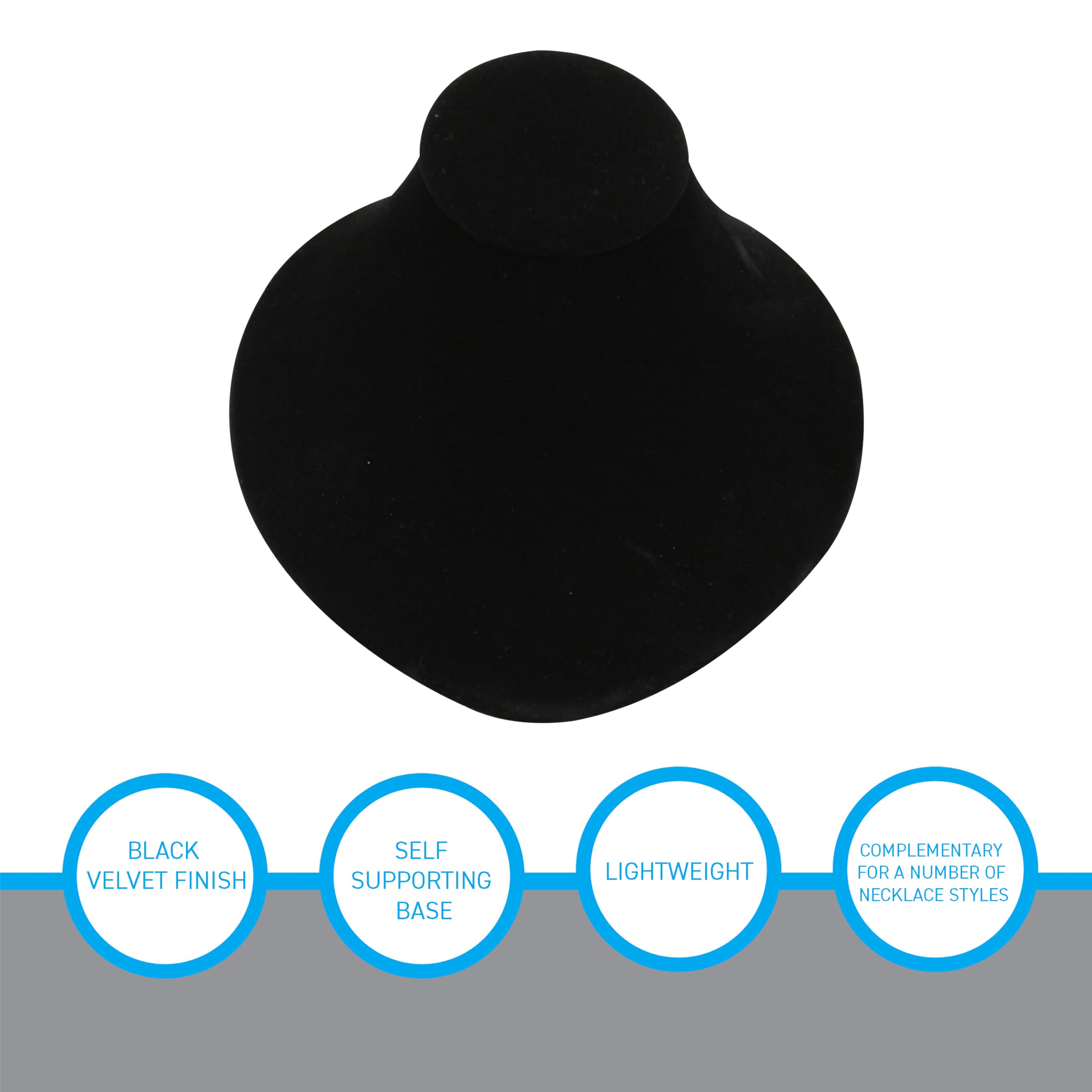 SSWBasics Black Velvet Necklace Bust Stand - Pack of 10 Professional Jewelry Display Stands for Necklaces - Soft Velvet Necklace Holder for Retail Stores, Jewelry Shops & Home Organization - Perfect for Boutique Displays, Gift Wrapping & Jewelry Photography