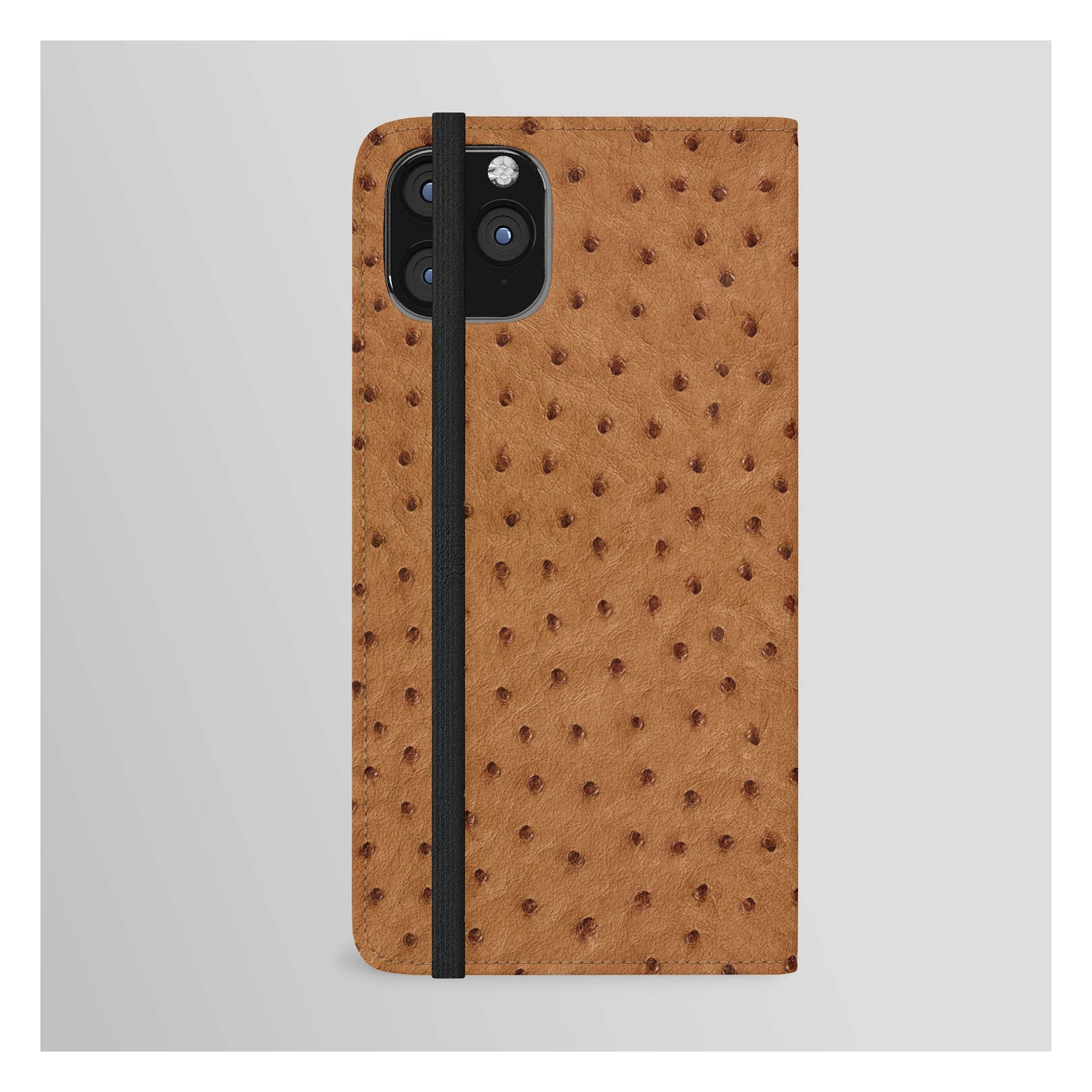 Premium Ostrich Skin Wallet Phone Case for iPhone 11 Pro Max - Luxury Leather Credit Card Holder & Protective Cover for Everyday Use, Travel, and Business