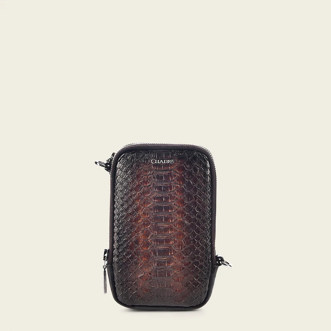 BOC05PH Stylish Small Python Messenger Bag for Men & Women - Fashionable Chocolate Brown Crossbody Bag for Work, Travel & Daily Use