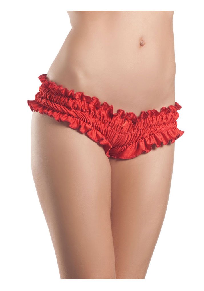 Bewicked Ruffled Booty Shorts for Women - Sexy Red High Waist Shorts - Size Large - Perfect for Dance, Cosplay & Night Out