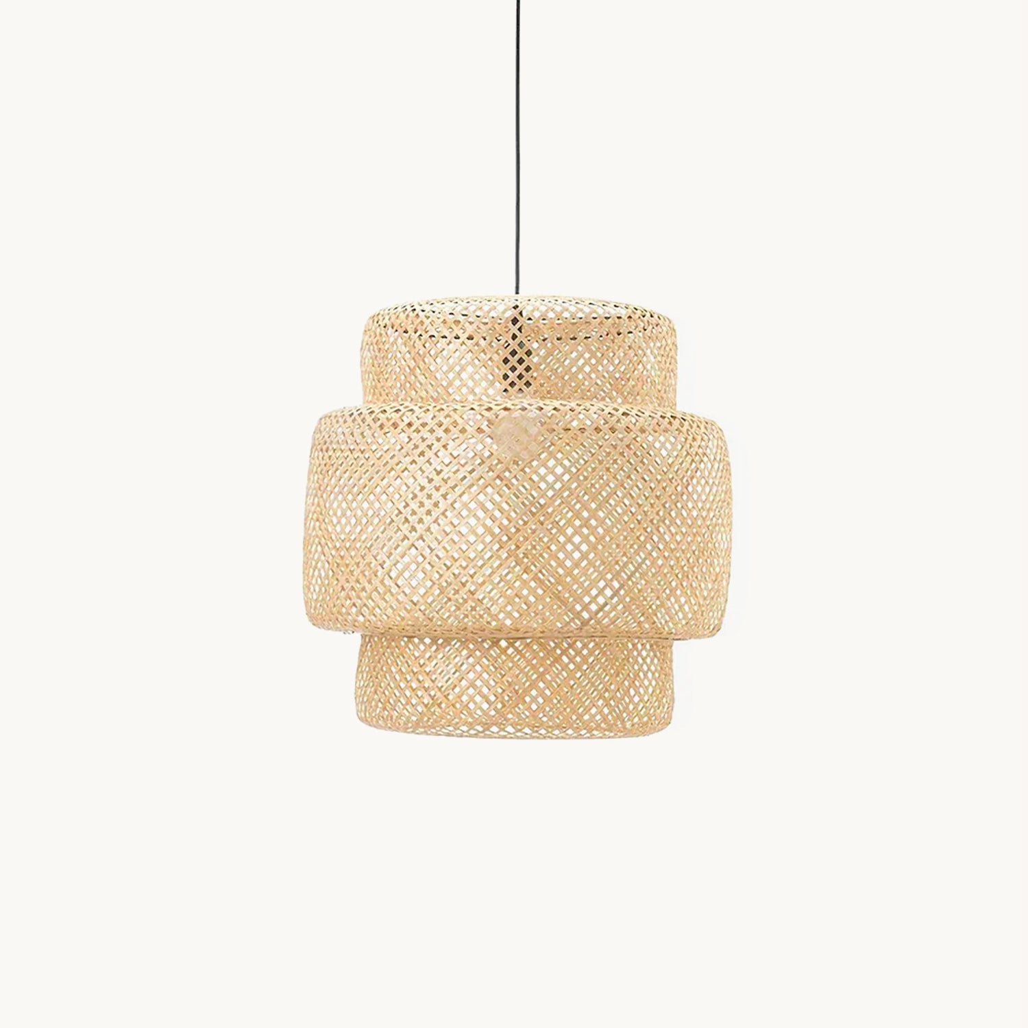 Modern Bamboo Pendant Light Fixture - Handwoven Natural Rattan Hanging Lamp for Kitchen Island, Dining Room & Bedroom Decor - Eco-Friendly Lighting Solution