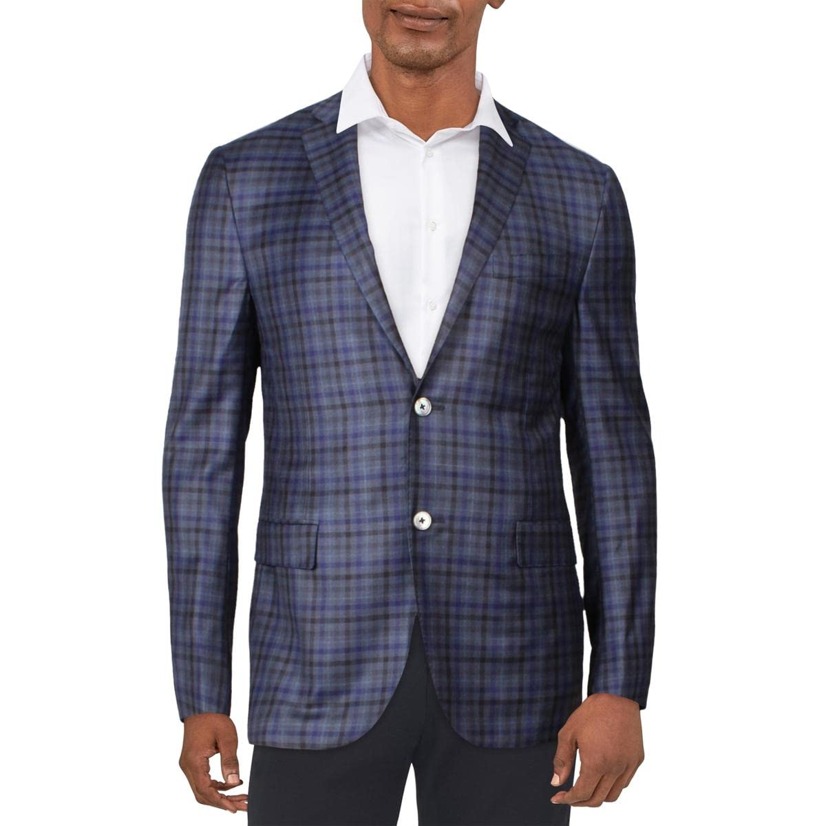 Corneliani Men's Wool Check Print Suit Jacket - Classic Business Blazer for Office, Wedding & Formal Events