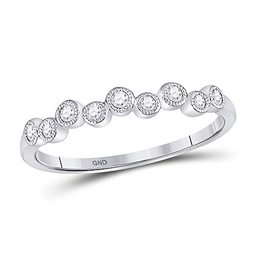 10K White Gold Women's Round Diamond Stackable Band Ring - 1/8 CTTW - Perfect for Stacking, Anniversary Gifts & Everyday Elegance