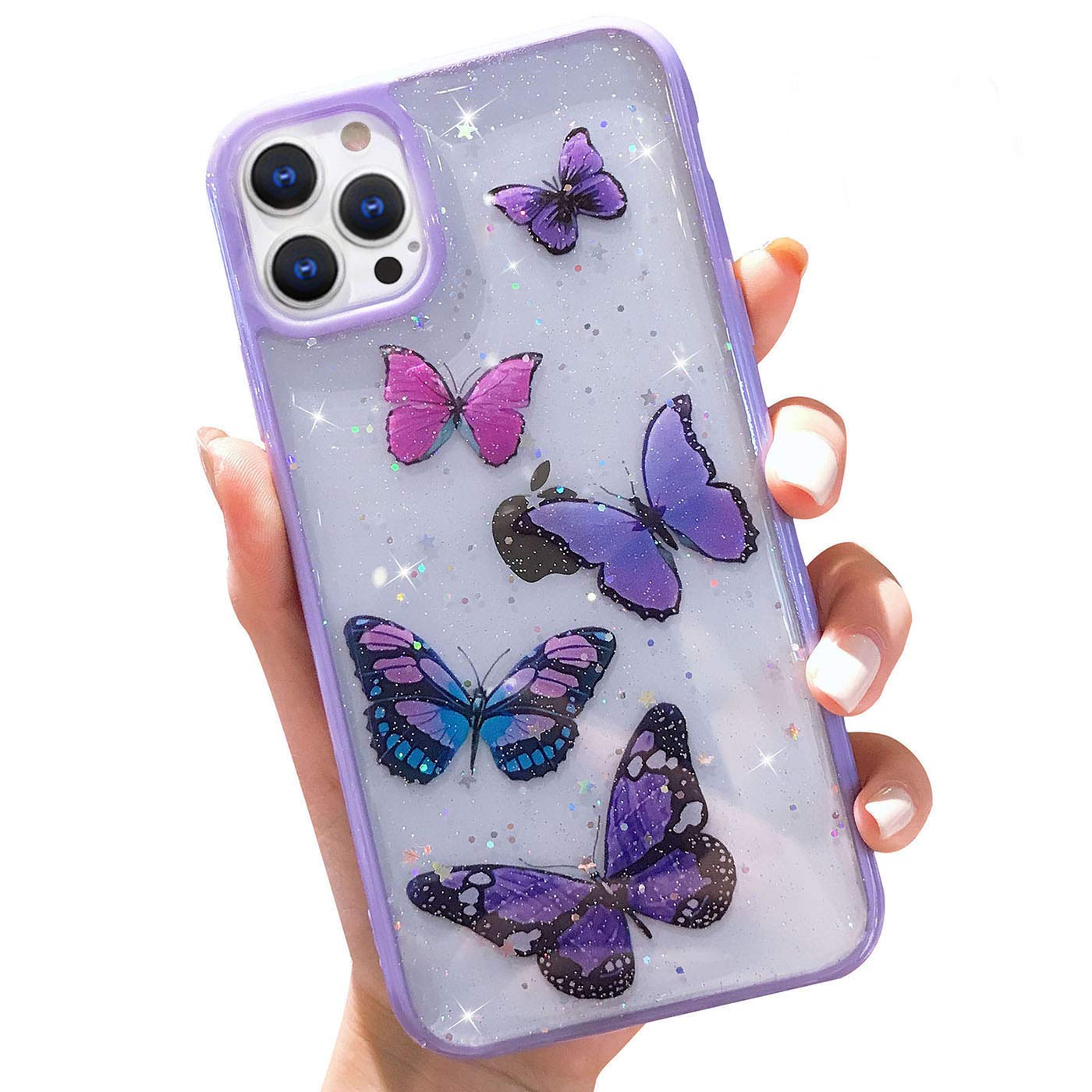 Sparkly Butterfly Glitter Phone Case for iPhone 13 Pro Max (6.7
