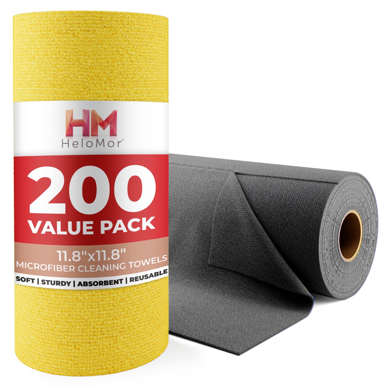 200 Pack Microfiber Cleaning Cloths - Reusable Washable Tear-Away Towels, 11.8