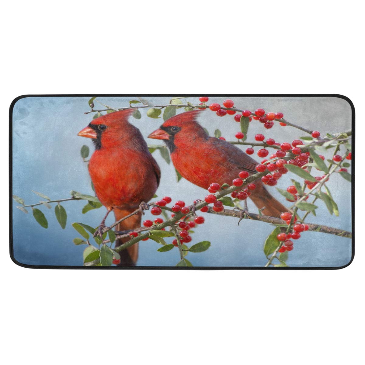 Susiyo Northern Cardinals Red Birds Anti-Fatigue Kitchen Mat - Non-Slip, Oil & Stain Resistant, Easy Clean Floor Rug for Indoor/Outdoor Use - Perfect for Kitchens, Bathrooms & Entryways