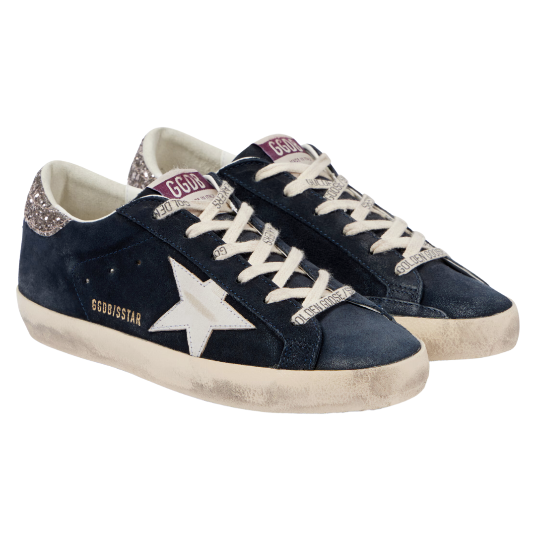 Navy Super Star Sneakers with Glitter - Stylish Women's Fashion Shoes for Casual Wear, Parties & Everyday Outfits