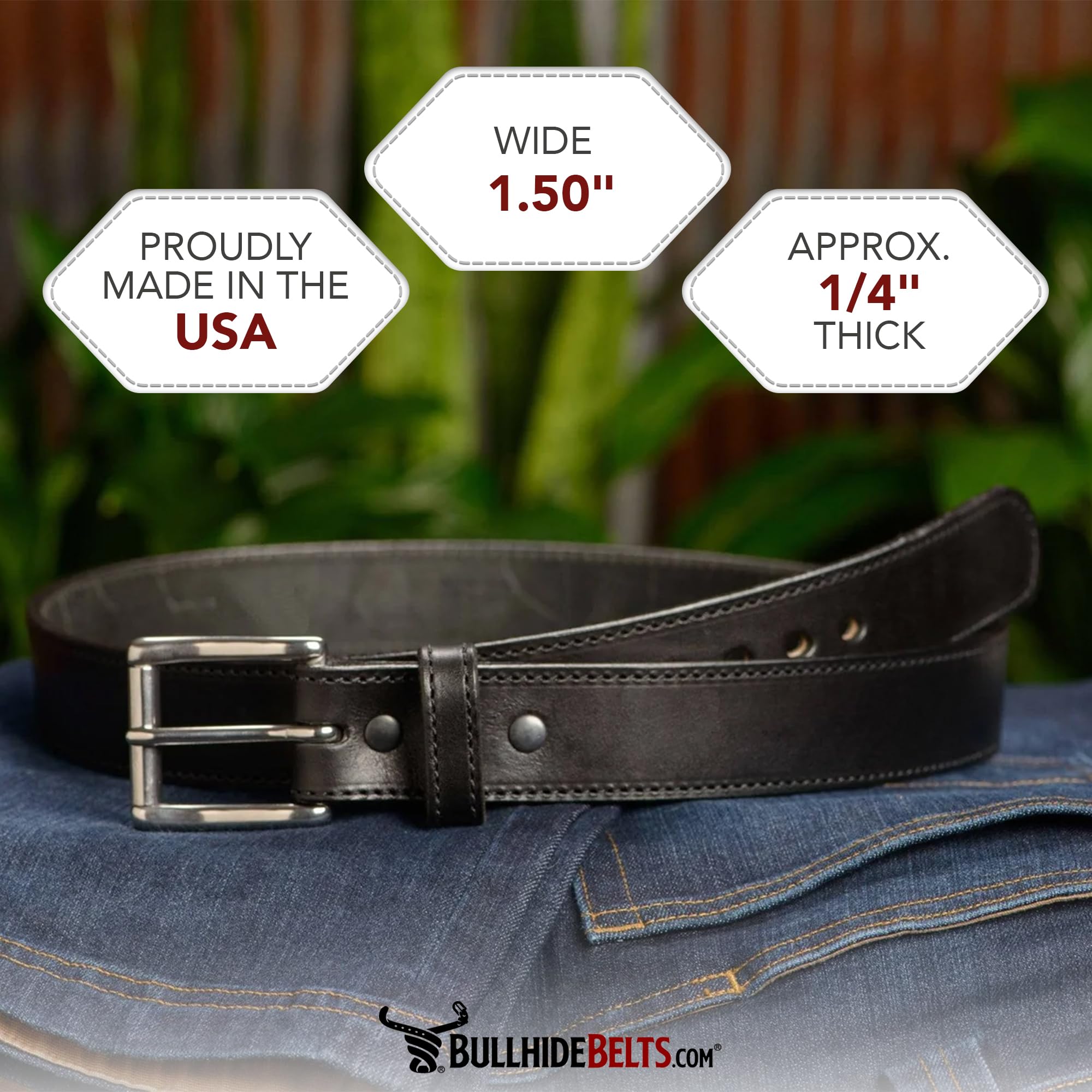 Bullhide Genuine Leather Belt for Men - 1.50
