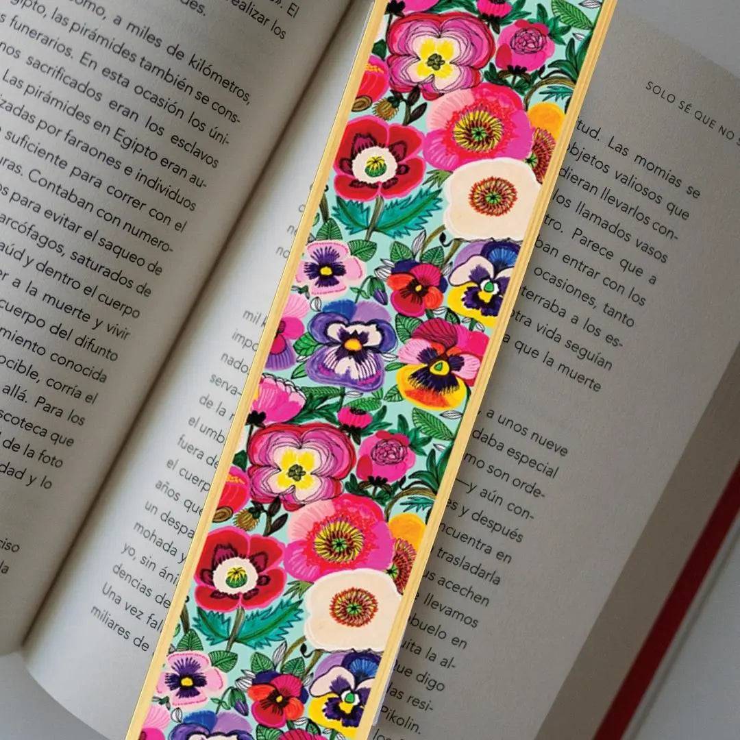 Poppies & Pansy Flowers Australian Wooden Bookmark - Handmade Floral Wood Bookmark for Readers, Book Lovers & Gift Giving - Perfect for Reading, Book Clubs & Literary Gifts
