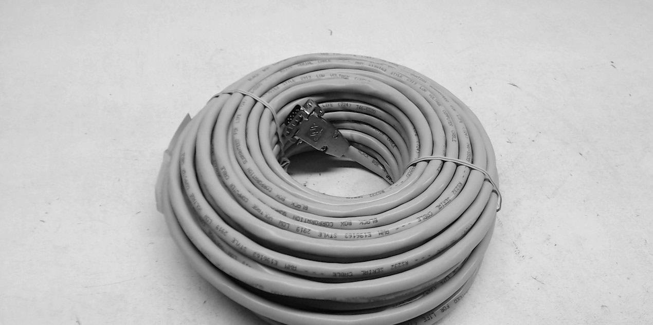 75-ft Black Shielded RS232 Serial Cable with Metal Hood - DB9 Male to Female Connector - Ideal for Industrial Automation, POS Systems & Data Transfer