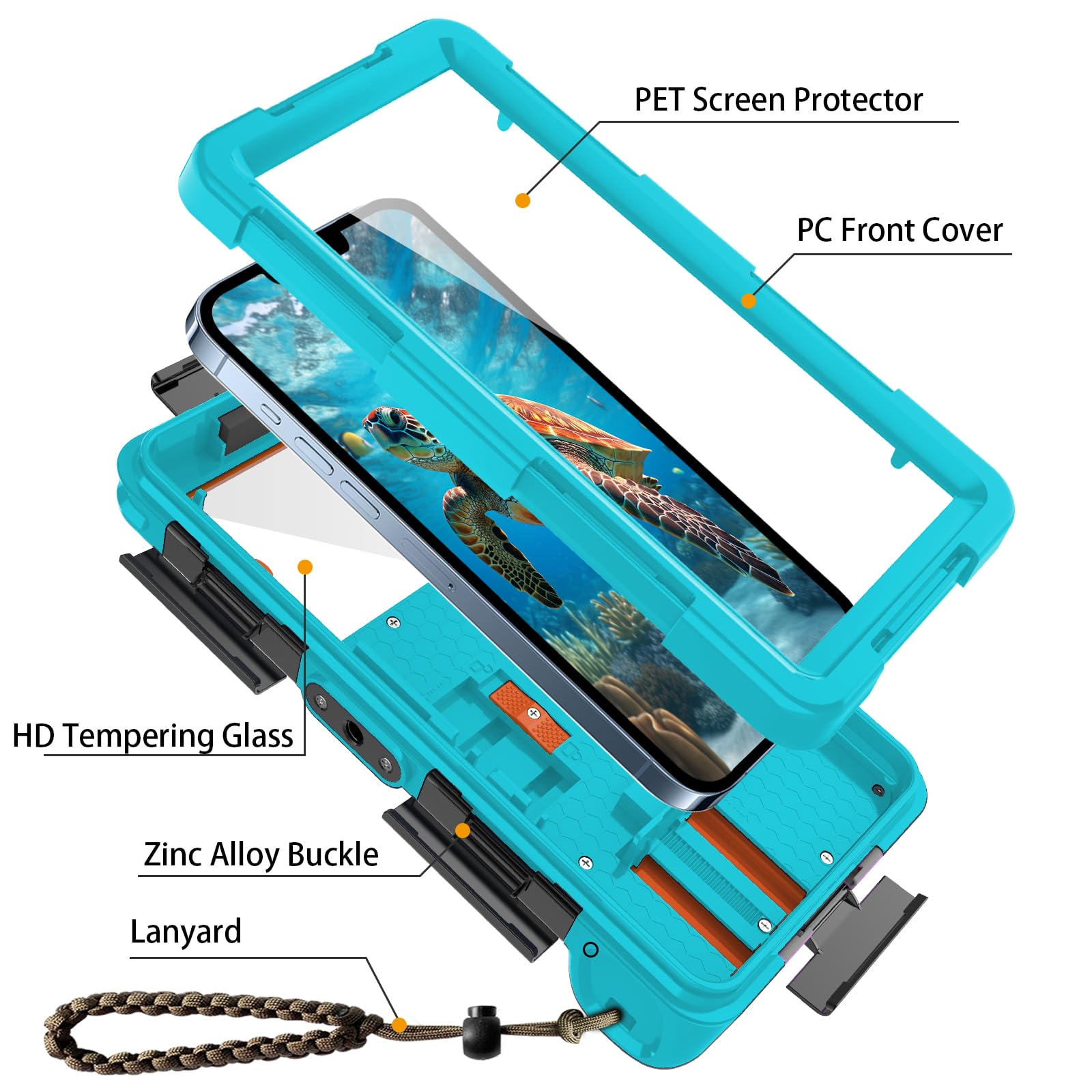 **Universal Waterproof Phone Case for Snorkeling & Diving (50ft/15m) – Compatible with iPhone 16/15/14/13/12/11 Pro Max & Galaxy S24/S23/S22/S21 Ultra – Underwater Protection for Swimming, Beach & Outdoor Adventures – Blue**