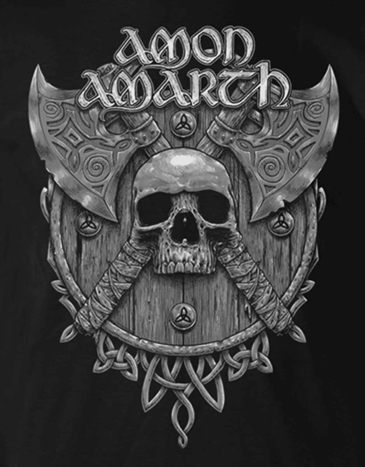 Amon Amarth Official Men's Black Long Sleeve T-Shirt with Grey Skull Design - Size L - Viking Metal Band Merch for Concerts & Casual Wear