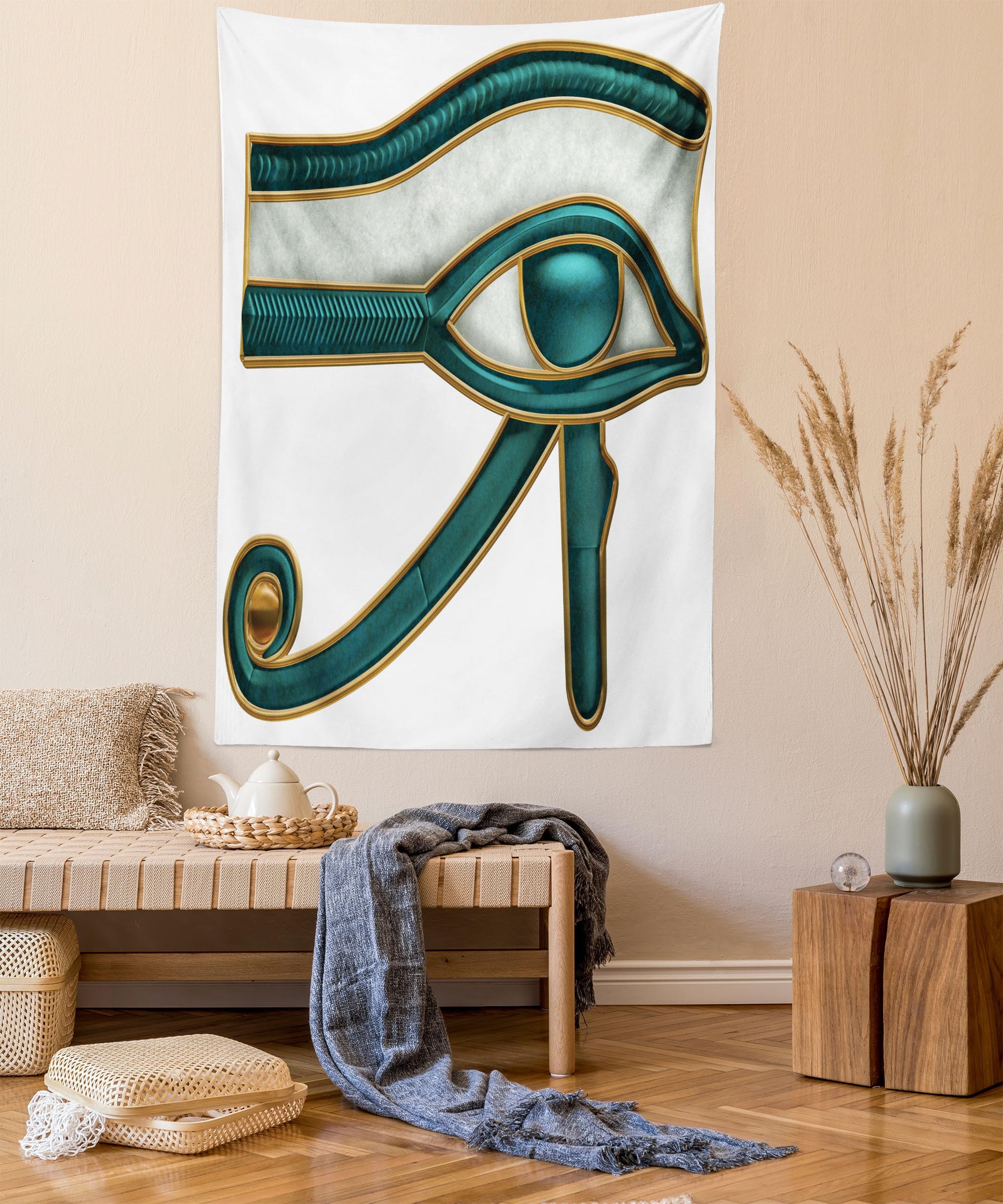 Ambesonne Egyptian Print Tapestry - Eye of Horus Protection Wall Hanging Decor for Bedroom, Living Room, Dorm | 60