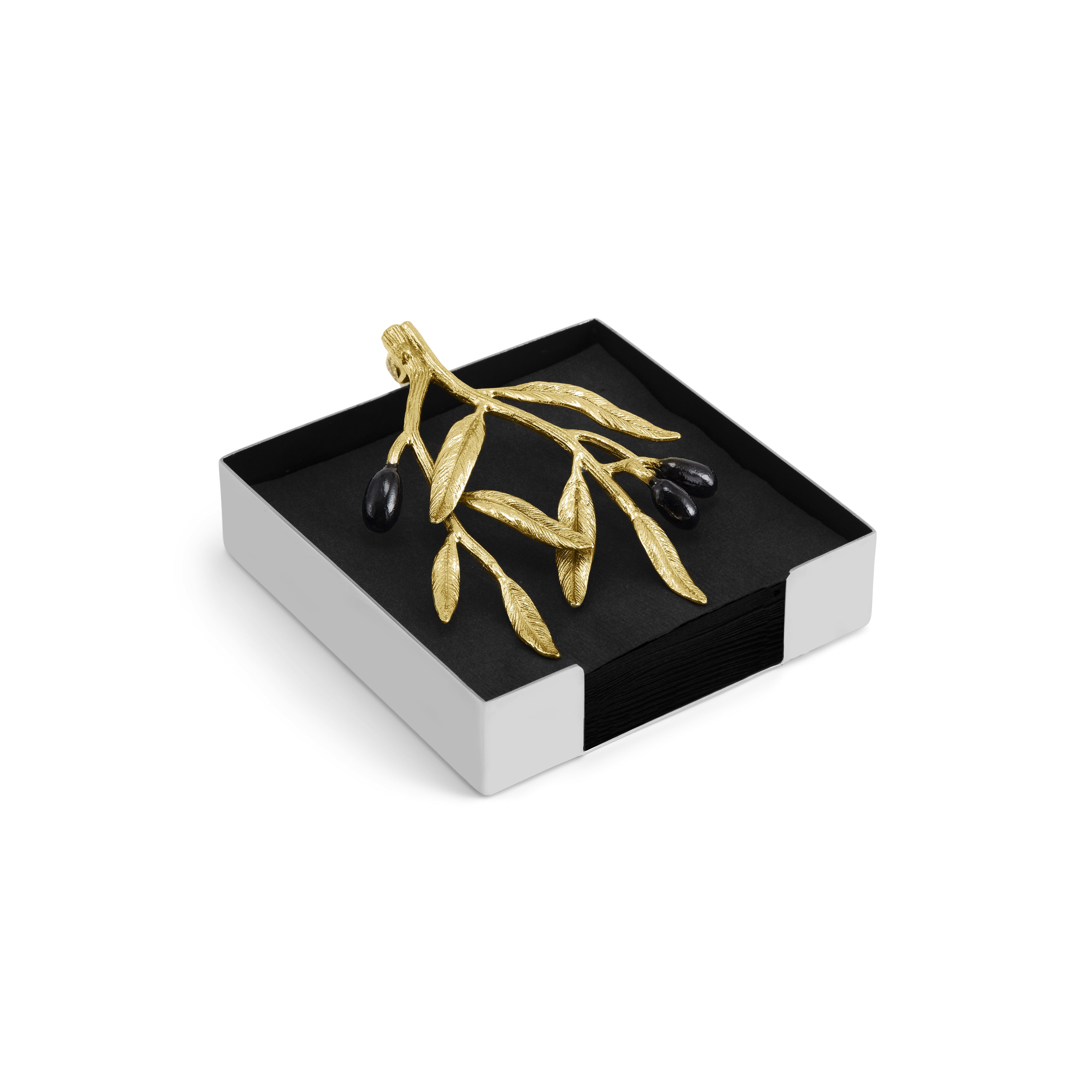 Olive Branch Cocktail Napkin Holder - Elegant Bar Accessory for Parties, Weddings & Home Decor