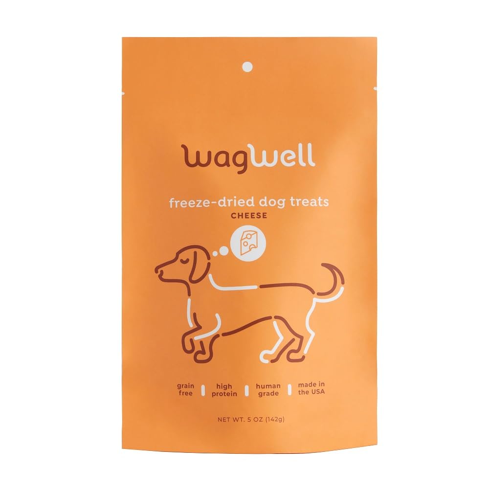 WagWell Freeze Dried Cheese Dog Treats - Grain-Free, High-Protein, USA Made Natural Dog Snacks - Human-Grade, No Preservatives | Perfect for Training, Rewards & Dental Health