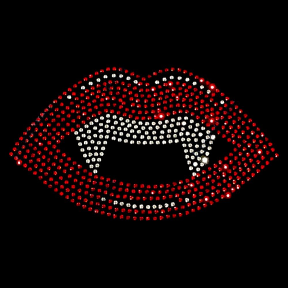 Sexy Vampire Lips Rhinestone Transfer - Hotfix Iron-On Bling for Halloween Costumes & Party Outfits