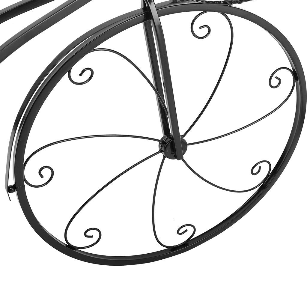 ETHY Parisian Style Black Tricycle Plant Stand - 32.3x20x9.4in Flower Pot Cart Holder for Indoor/Outdoor Use, Perfect for Home Garden, Patio Decor, Housewarming & Mother's Day Gifts for Plant Lovers