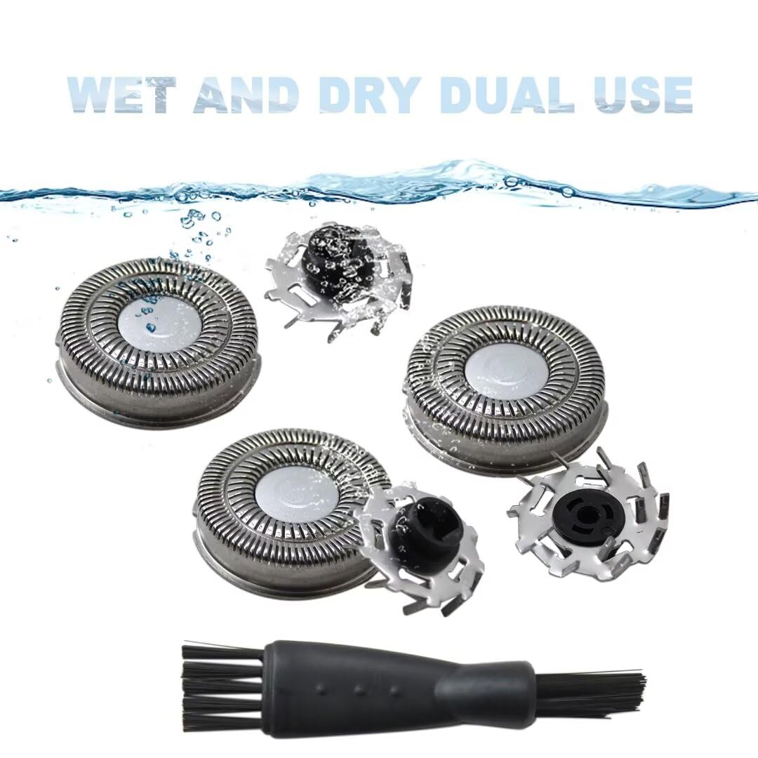 2024 Upgraded SW-S7105 3Pcs Replacement Shaver Head Blades with Cleaning Brush - Compatible with Waterproof Electric Razors for Wet & Dry Shaving - Perfect for Travel, Home & Gym Use