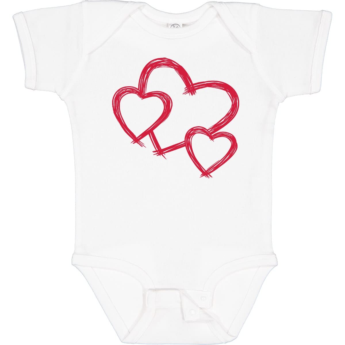 Inktastic 3 Red Hearts Baby Bodysuit - Soft Cotton Onesie for Newborns & Infants - Perfect for Valentine's Day, Family Photos & Everyday Wear