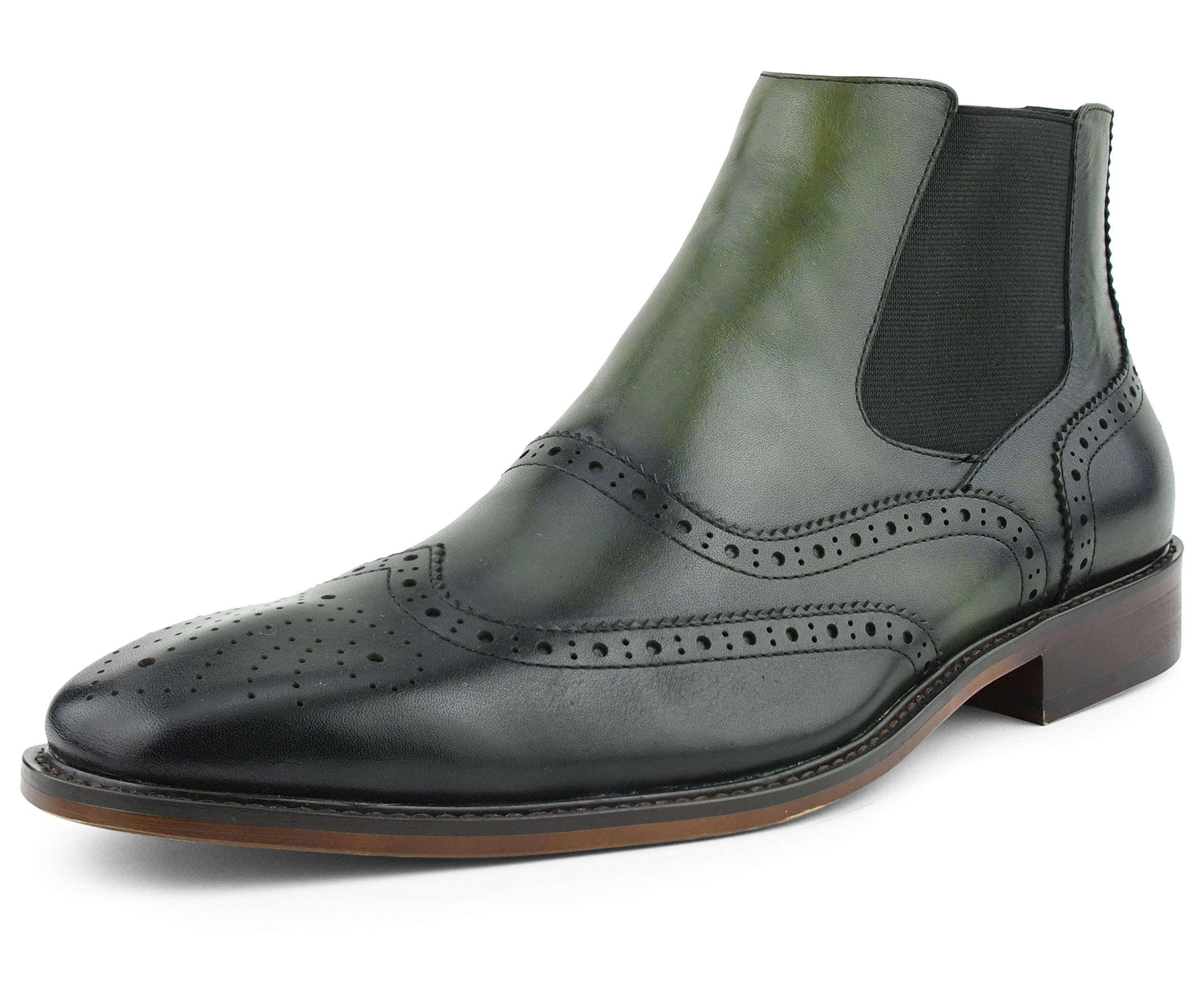 Asher Green AG2632 Men's Vintage Leather Dress Boots - Genuine Leather Wingtip Chelsea Boots for Formal Wear | Office, Wedding & Special Occasion Footwear