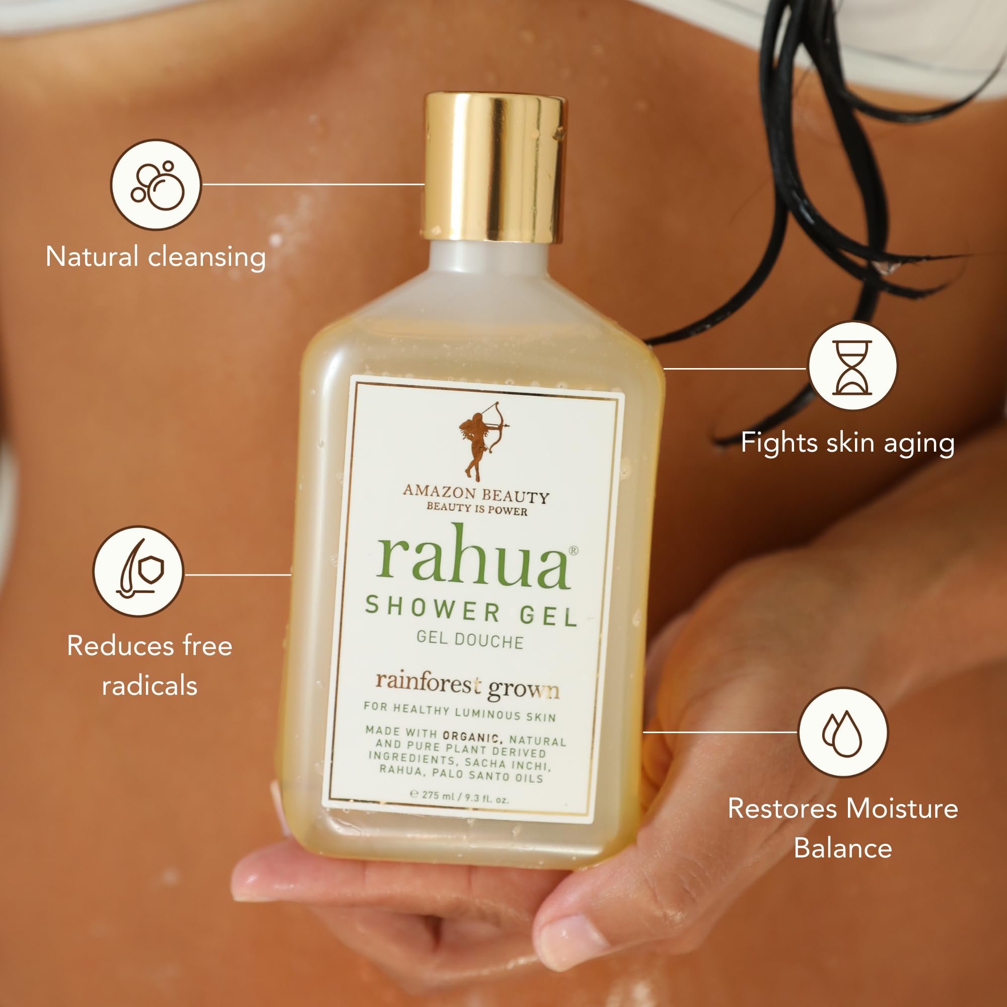 Rahua Hydrating Body Shower Gel - 9.3 fl oz (275ml) | Vegan & Organic Shower Cream for Soft Skin | Perfect for Daily Use, Spa Days & Travel