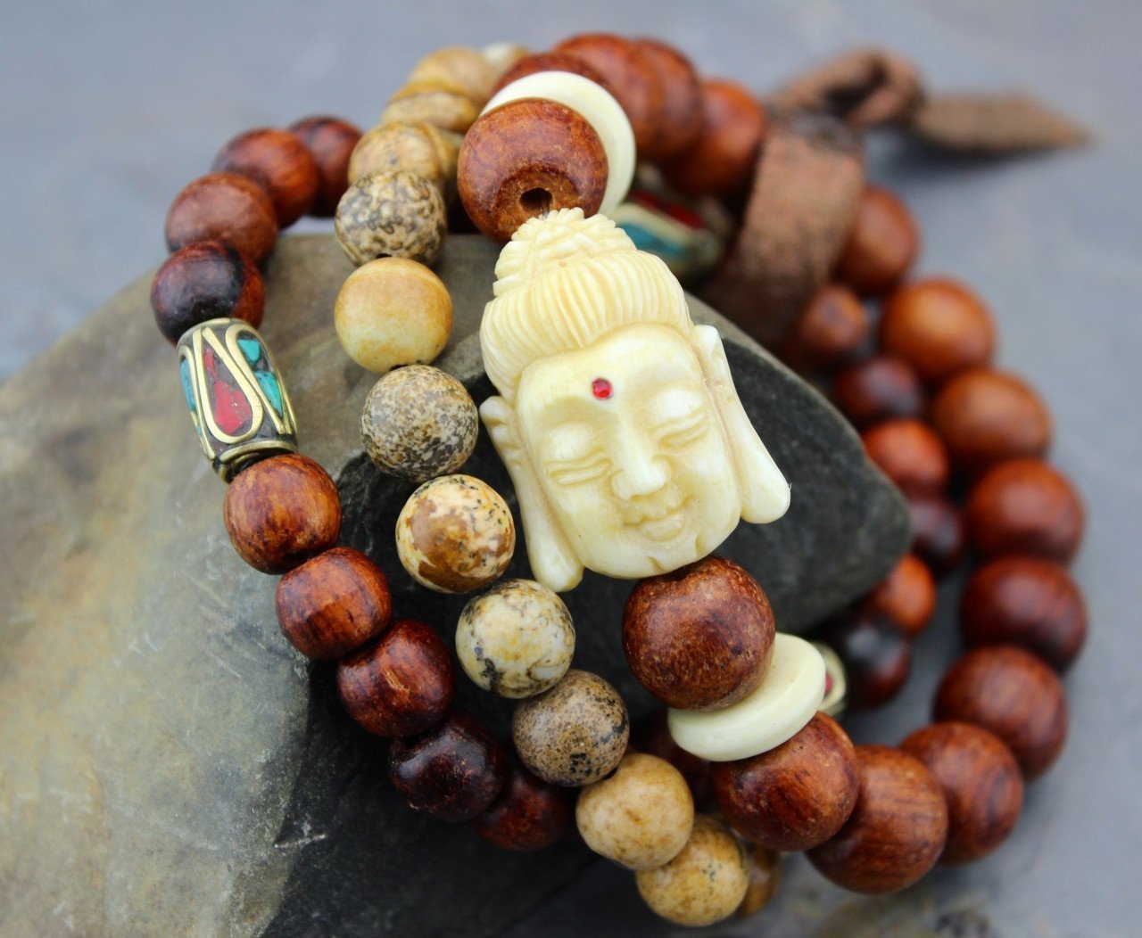 Harmony and Strength Wrist Mala Stack - Yoga Meditation Beaded Bracelet for Women - Perfect for Mindfulness Practice, Spiritual Healing & Daily Wear