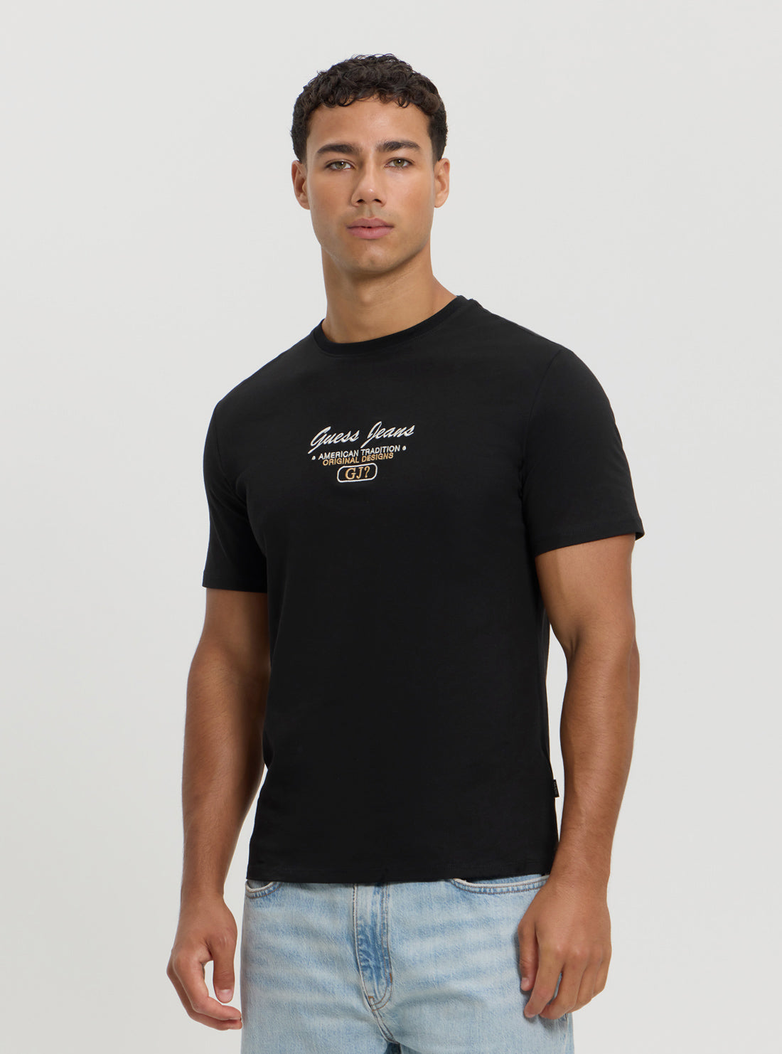Guess Women's Black Slim Fit Script Logo T-Shirt - Casual Cotton Tee for Everyday Wear & Street Style Outfits