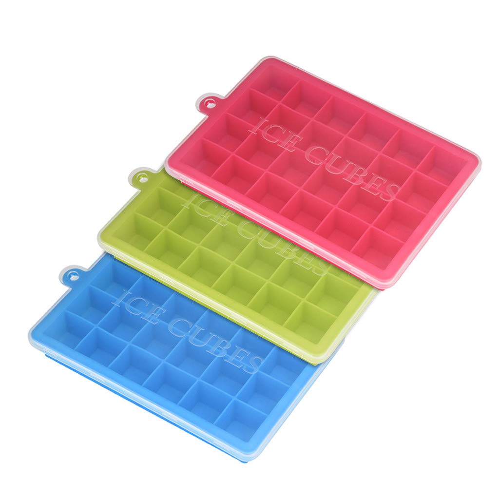24-Cube Silicone Ice Mold Tray - Cubs Stocking Shape Ice Cube Maker with Storage Container (3-Piece Set) for Cocktails, Beverages & Party Drinks - Perfect for Kitchen, Bar & Home Entertaining