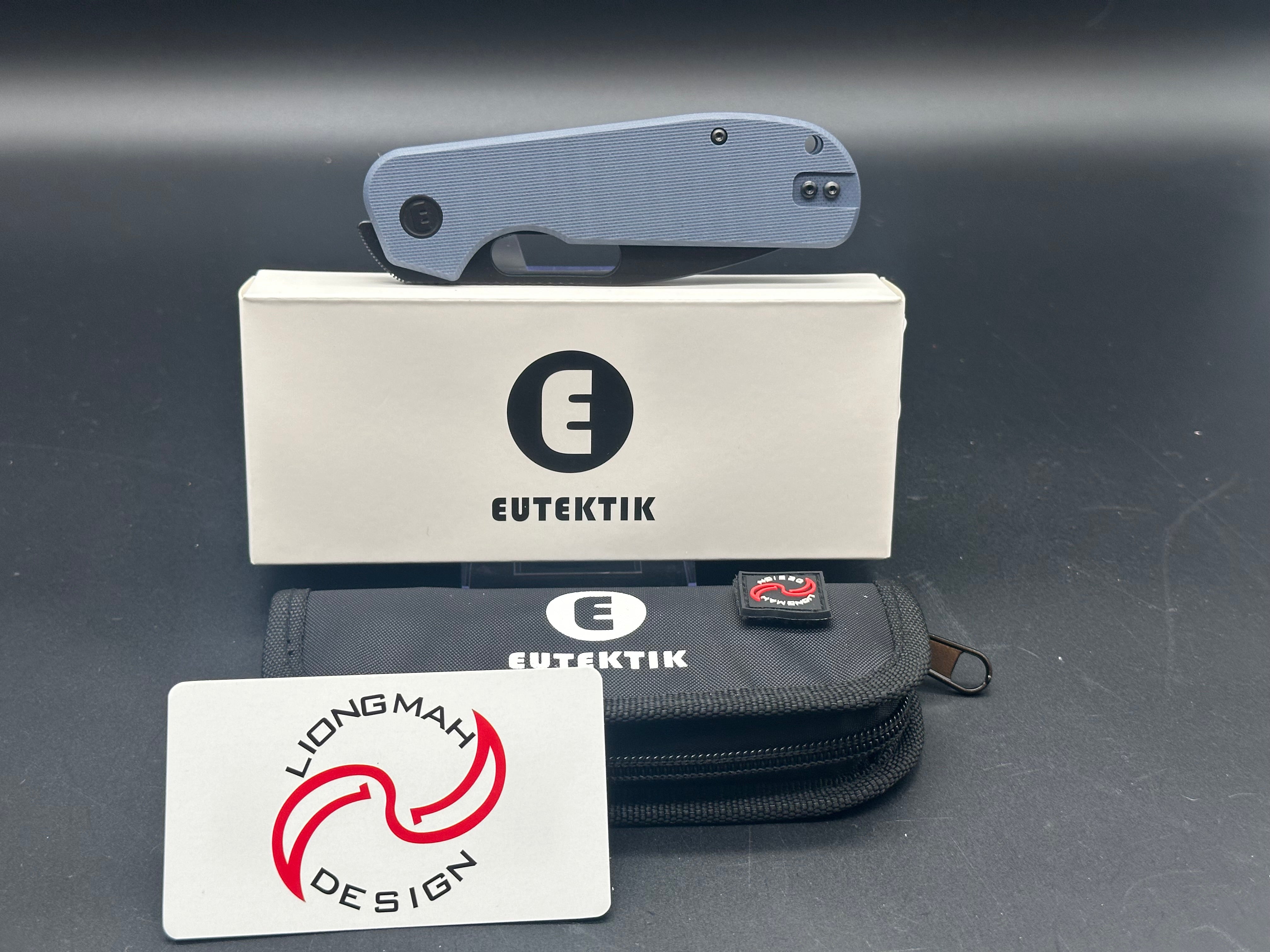 Eutektik EFD Blue Denim BlackWashed Folding Knife with LTK Koozie, Patch & Sticker - Perfect for Camping, Hiking and Outdoor Adventures
