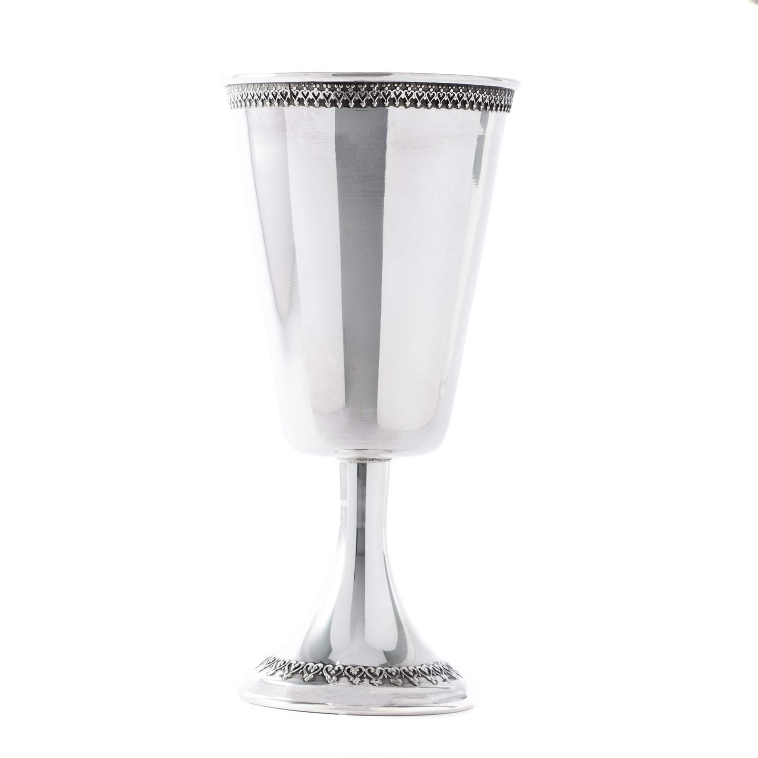 14K Gold Plated Sterling Silver Kiddush Cup - Elegant Filigree Judaica for Jewish Wedding Gifts & Shabbat Celebrations