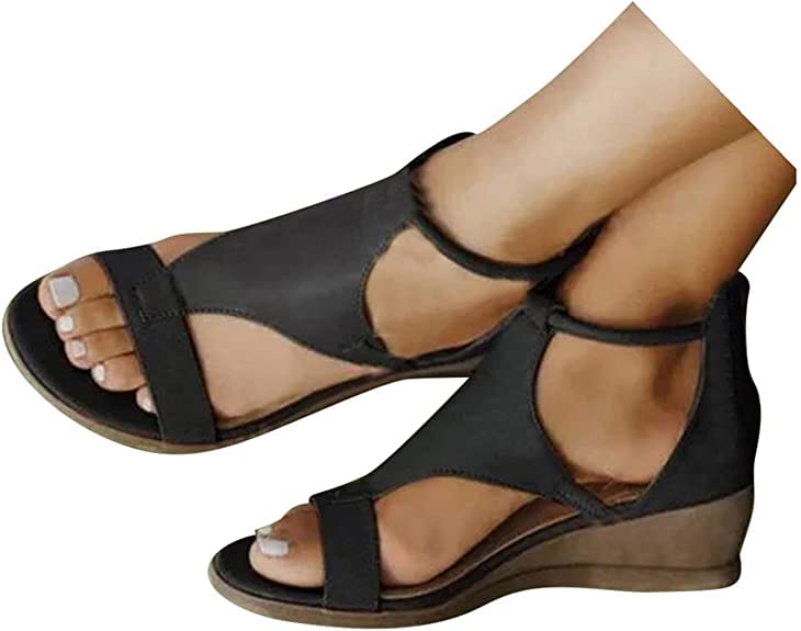 **Aayomet Women's Wedge Sandals - Dressy & Casual Flat Slides with Ankle Strap, Retro Platform Sandals for Summer Outfits, Beach, and Date Nights**