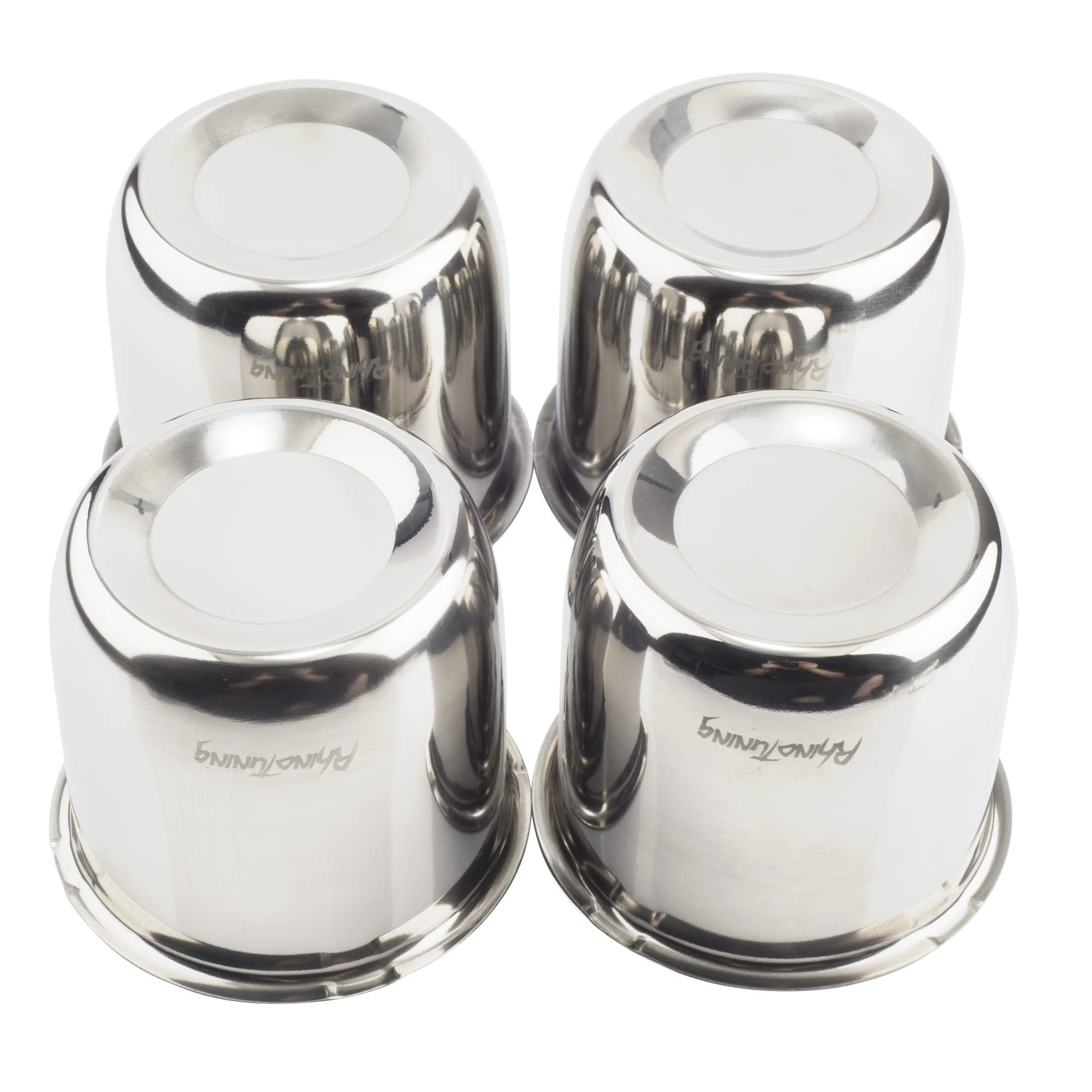 RTRHINOTUNING 3.27 Inch Wheel Center Caps - Stainless Steel Push Through Hub Covers for Truck & Trailer Wheel Rims (Set of 4) - Durable Replacement Accessories for Off-Road Vehicles & Commercial Trailers