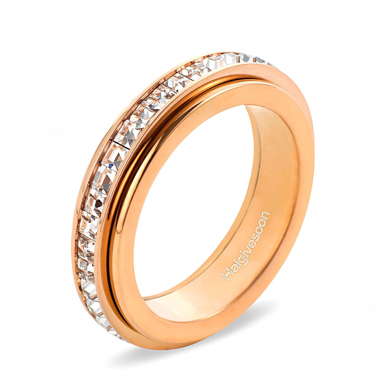 Anxiety Relief Spinner Ring for Women & Men - Rose Gold Plated Fidget Ring with Rhinestones | Stress Relief Jewelry for Anxiety, ADHD & Focus | Perfect Gift for Office, Travel & Daily Wear