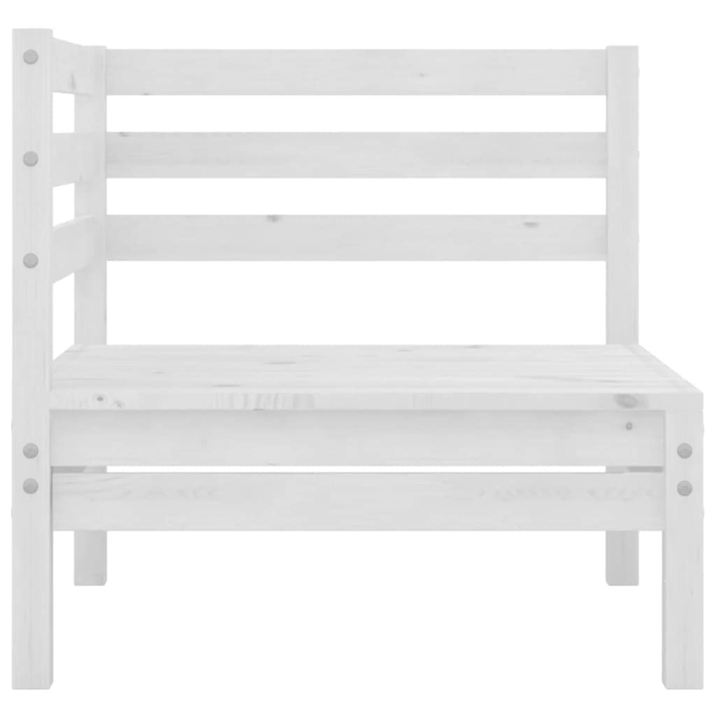 vidaXL Retro Style 3-Piece Patio Lounge Set - Solid Pine Wood Outdoor Furniture with Sofa, Corner Sofa & Footstool | White Weather-Resistant Garden Seating for Poolside, Deck & Backyard Relaxation