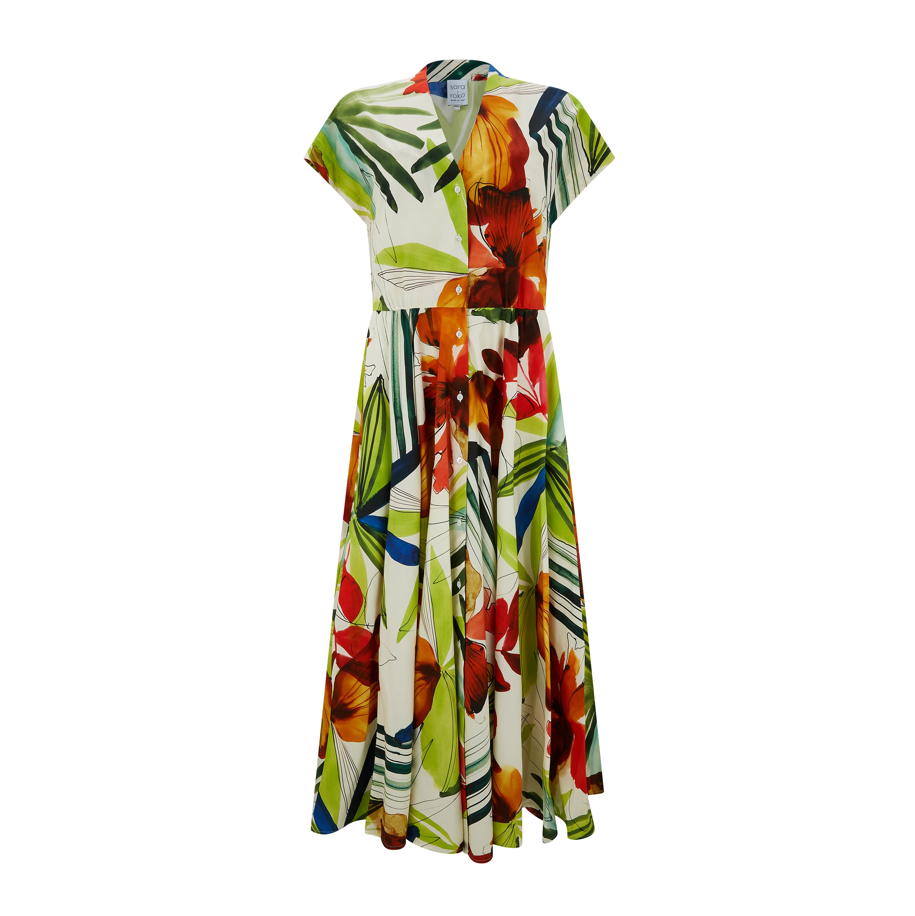 Joaqui Women's Tropical Hibiscus Print Cotton Summer Dress - Flowy Beachwear for Vacation, Poolside, and Casual Outings