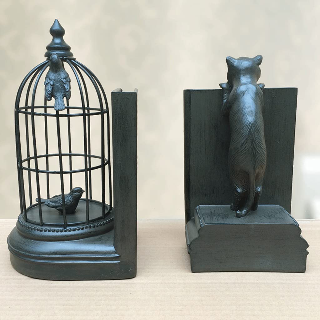 Classic Retro European Style Bookends - Elegant Black Bookends for Home & Office Decor, Bookshelf Organizer, Desk Accessory | Perfect for Living Room, Study & Library