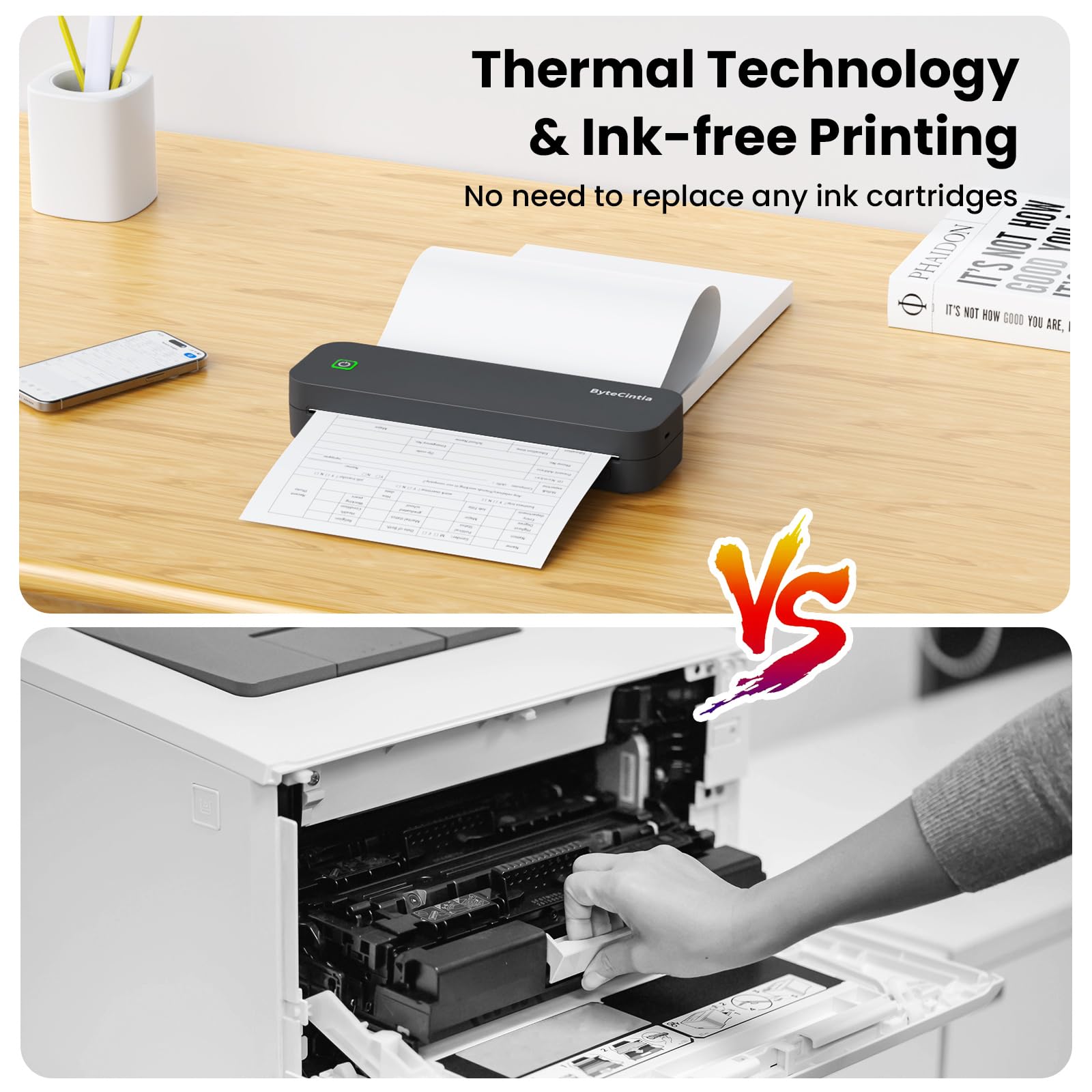 Portable Bluetooth Thermal Printer for Travel - 8.5 x 11 Inch US Letter Size, Wireless Mobile Printer Compatible with Android, iOS & Laptop - Perfect for Office Work, School Projects, Road Trips & On-the-Go Printing Needs