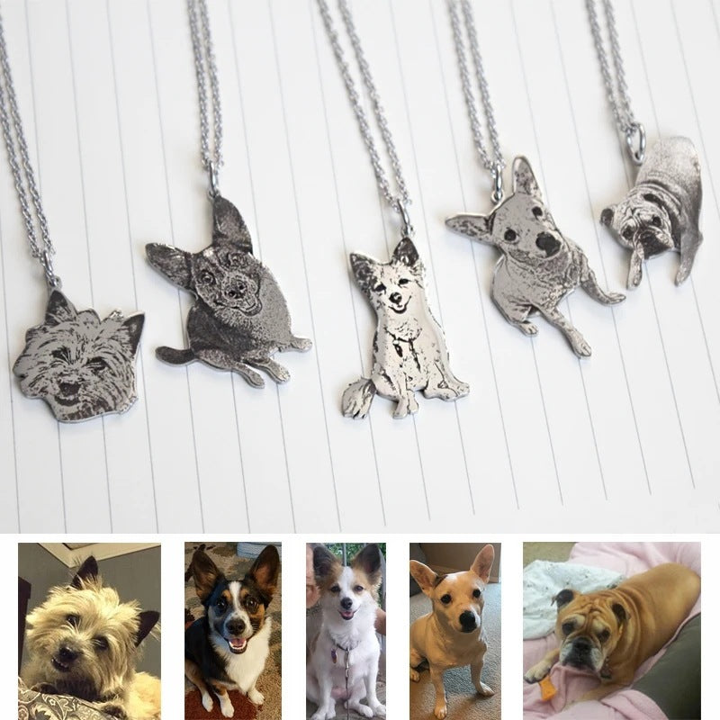 Custom Pet Cat Memorial Necklace - Personalized Engraved Cat Portrait Pendant - Perfect for Pet Loss Remembrance & Sympathy Gifts for Cat Lovers