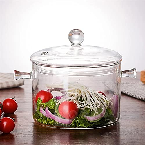 Multi-Functional Glass Cooking Pot for Open Fire & Stovetop - Healthy Stew Pot, Instant Noodle Bowl with Lid (13cm) - Perfect for Camping, Dorm Cooking & Healthy Meal Prep